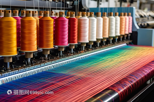 纺织织造中的艺术与技术 工厂机器上彩色纱线的穿线奥秘